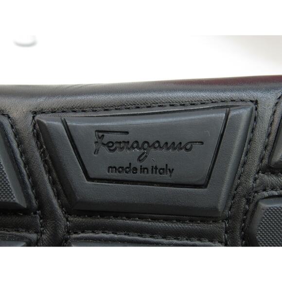 FERRAGAMO PETER BLACK LEATHER SF LOGO BUCKLE MOCCASIN DRIVING LOAFERS US 9.5 D main image 7
